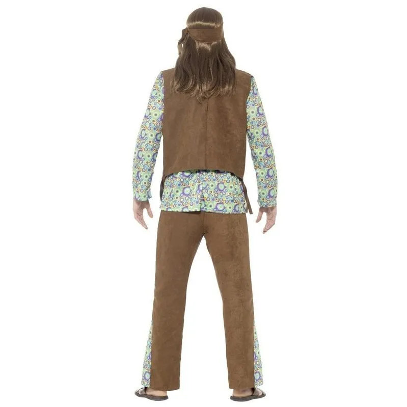 60s Hippie Costume, with Trousers, Top, Waistcoat