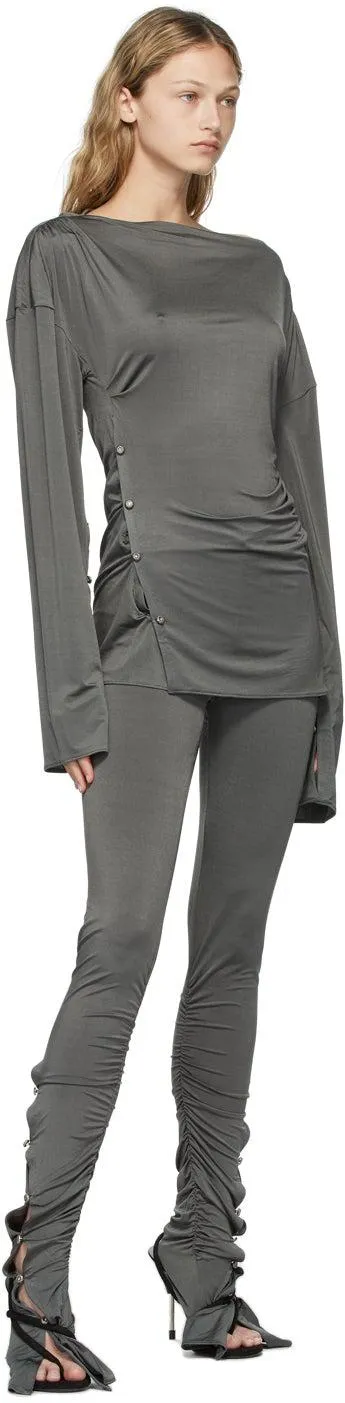 Acne Studios Grey Shirred Leggings