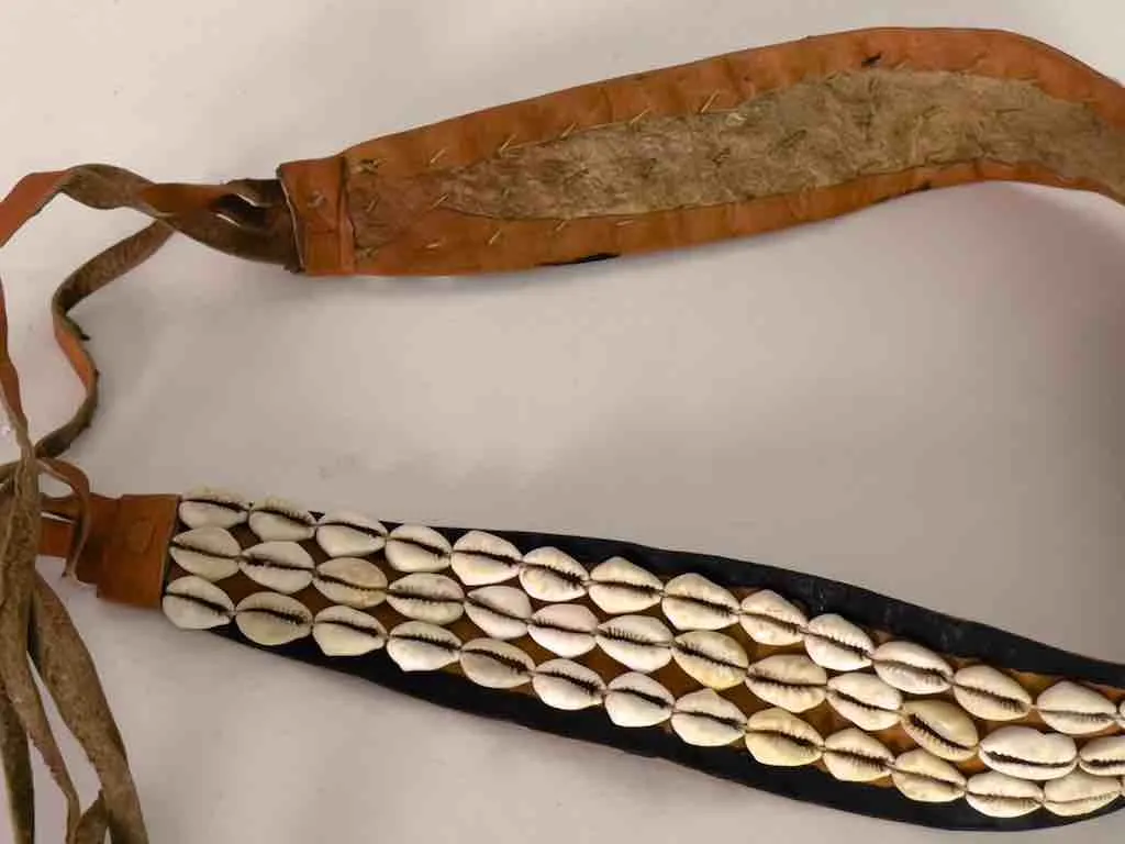 African Cultural Wide Real Cowrie Shell-Leather Tie-Closure Belt - 3 colors