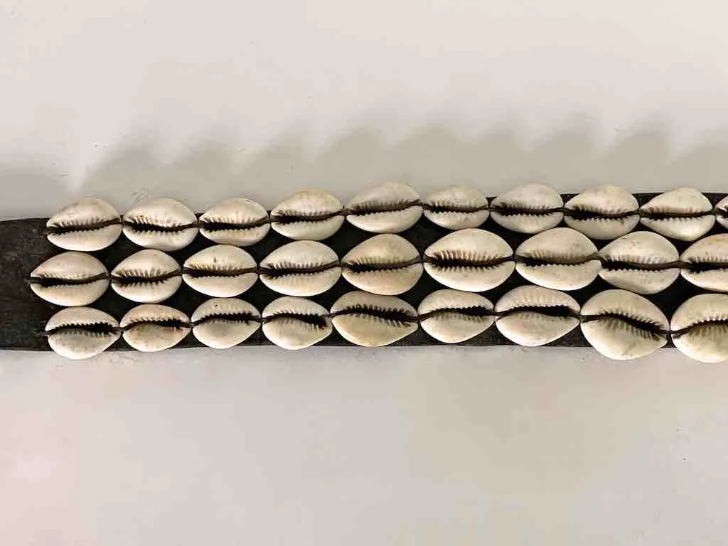 African Cultural Wide Real Cowrie Shell-Leather Tie-Closure Belt - 3 colors