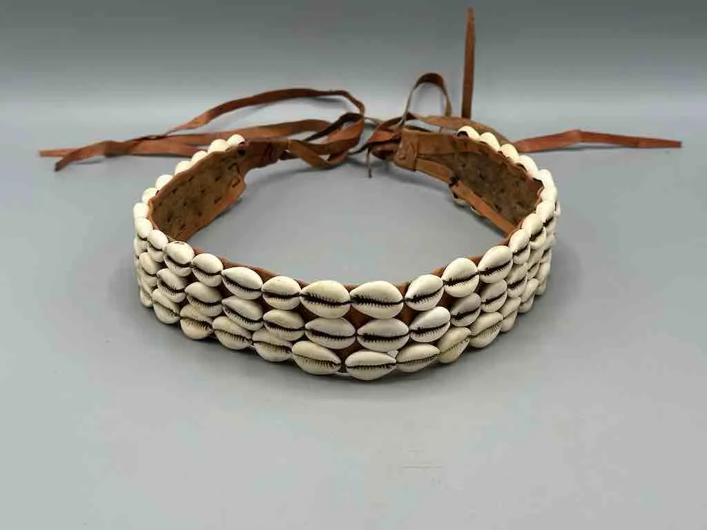 African Cultural Wide Real Cowrie Shell-Leather Tie-Closure Belt - 3 colors