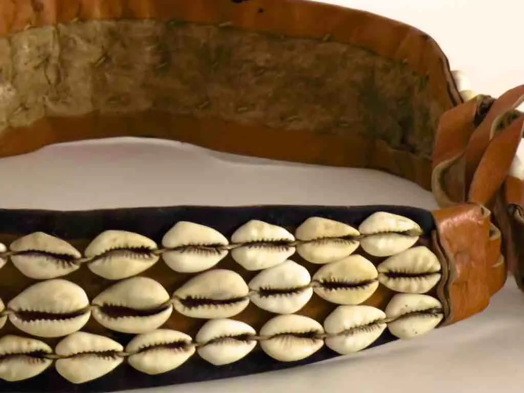 African Cultural Wide Real Cowrie Shell-Leather Tie-Closure Belt - 3 colors