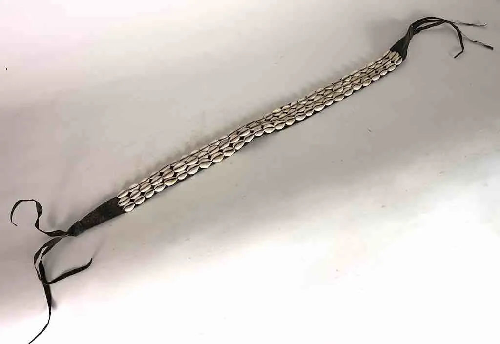 African Cultural Wide Real Cowrie Shell-Leather Tie-Closure Belt - 3 colors