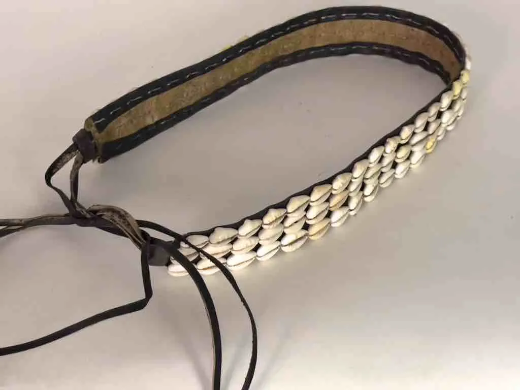African Cultural Wide Real Cowrie Shell-Leather Tie-Closure Belt - 3 colors