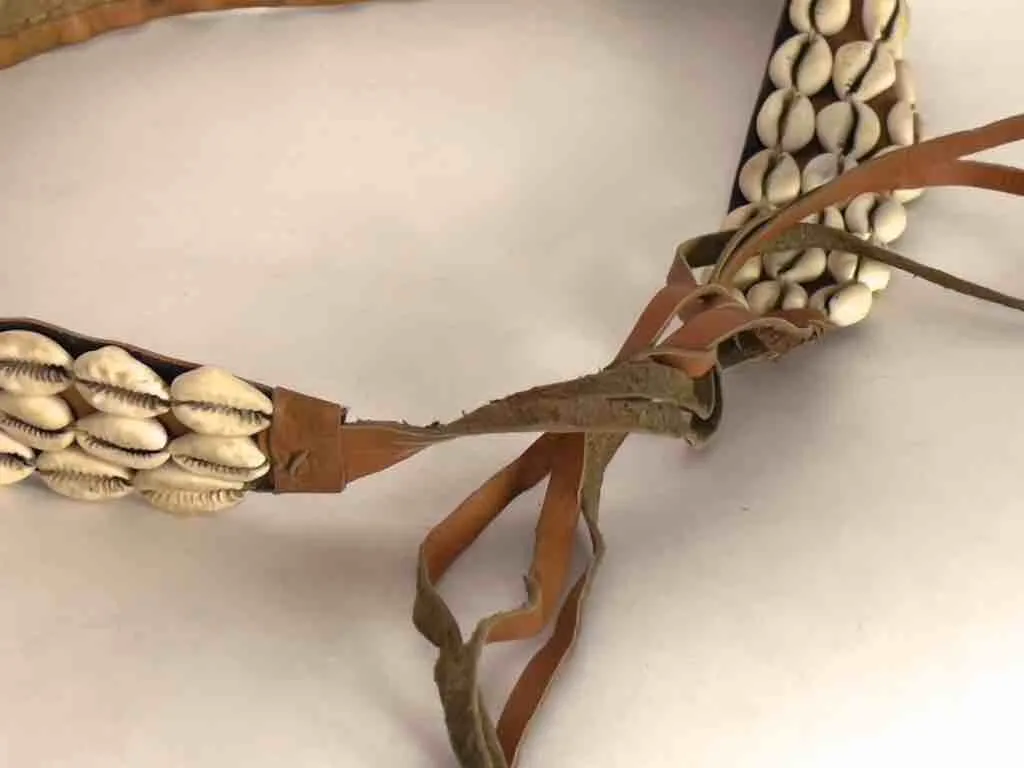 African Cultural Wide Real Cowrie Shell-Leather Tie-Closure Belt - 3 colors