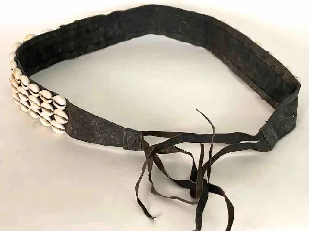 African Cultural Wide Real Cowrie Shell-Leather Tie-Closure Belt - 3 colors