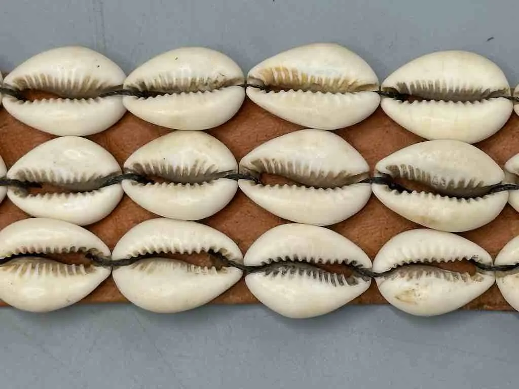 African Cultural Wide Real Cowrie Shell-Leather Tie-Closure Belt - 3 colors