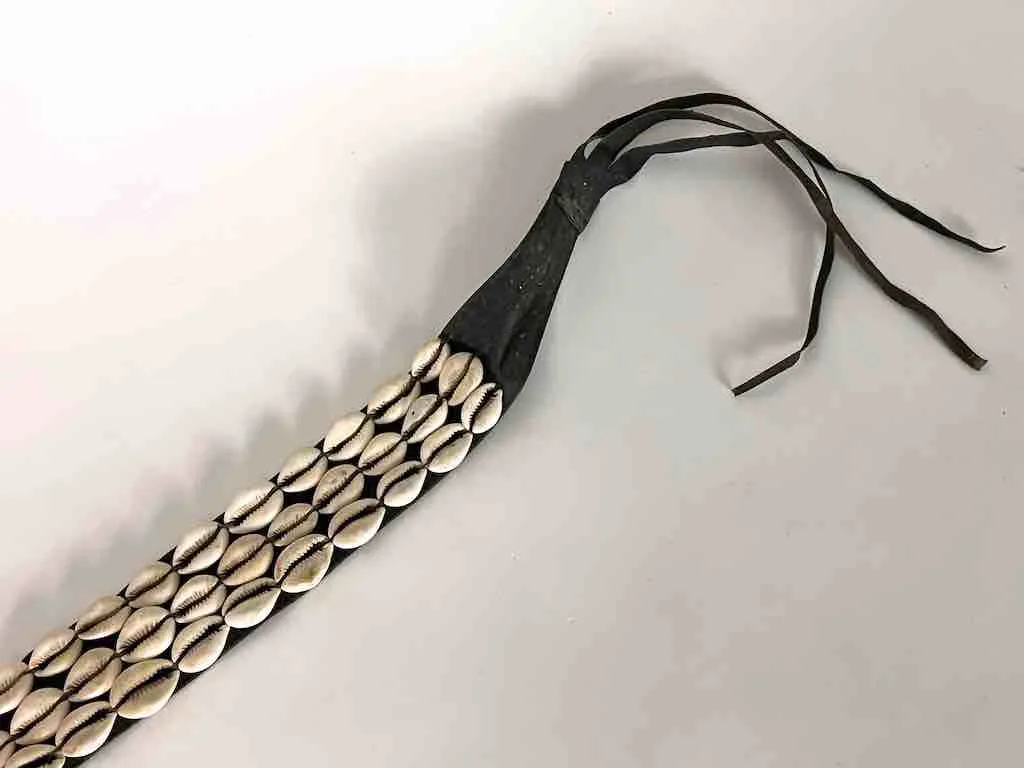 African Cultural Wide Real Cowrie Shell-Leather Tie-Closure Belt - 3 colors