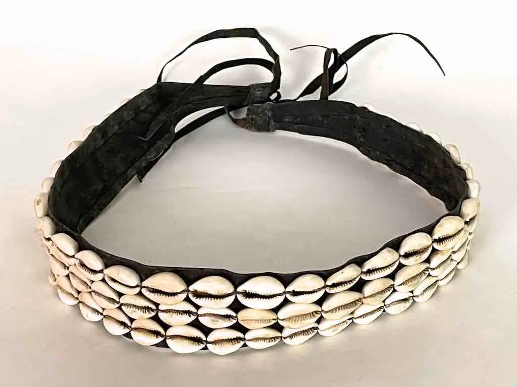 African Cultural Wide Real Cowrie Shell-Leather Tie-Closure Belt - 3 colors