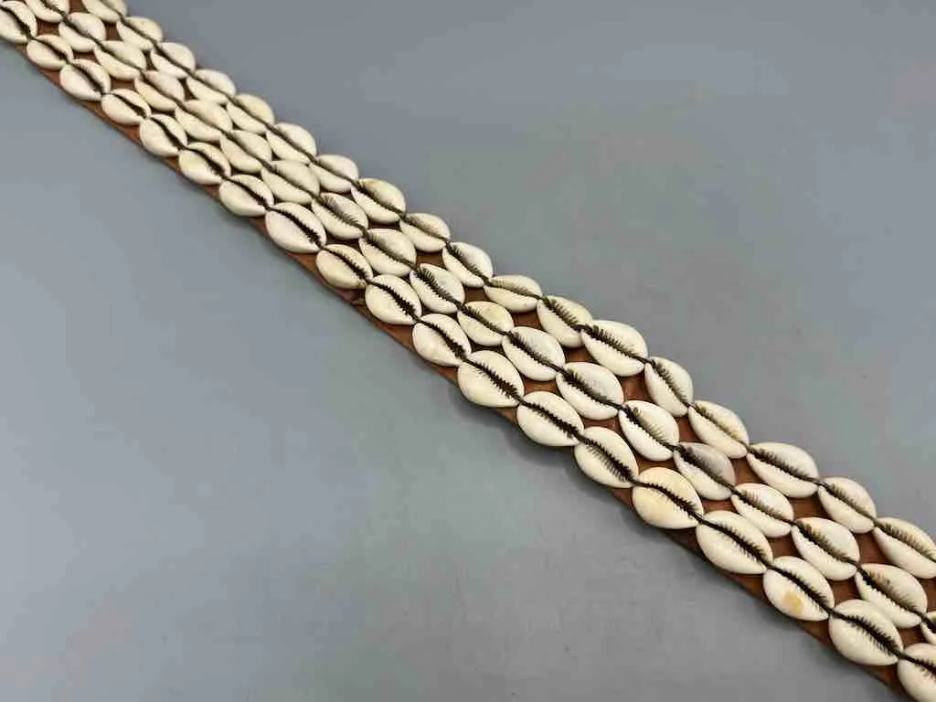 African Cultural Wide Real Cowrie Shell-Leather Tie-Closure Belt - 3 colors