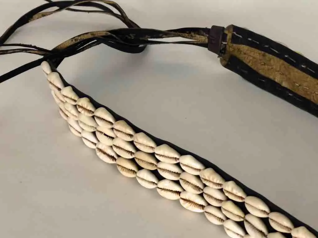 African Cultural Wide Real Cowrie Shell-Leather Tie-Closure Belt - 3 colors