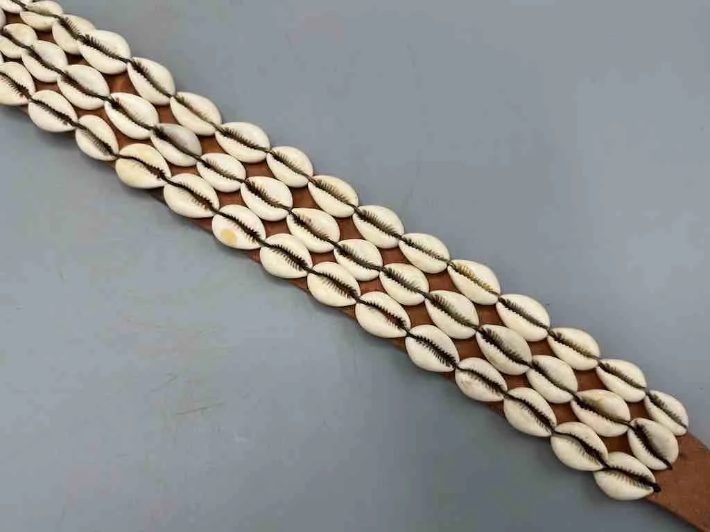 African Cultural Wide Real Cowrie Shell-Leather Tie-Closure Belt - 3 colors
