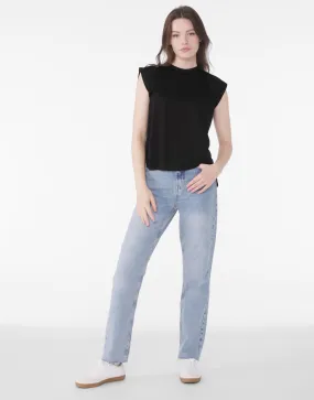 BE8804 Bella Womens Flowy Muscle Tee Roll Cuff