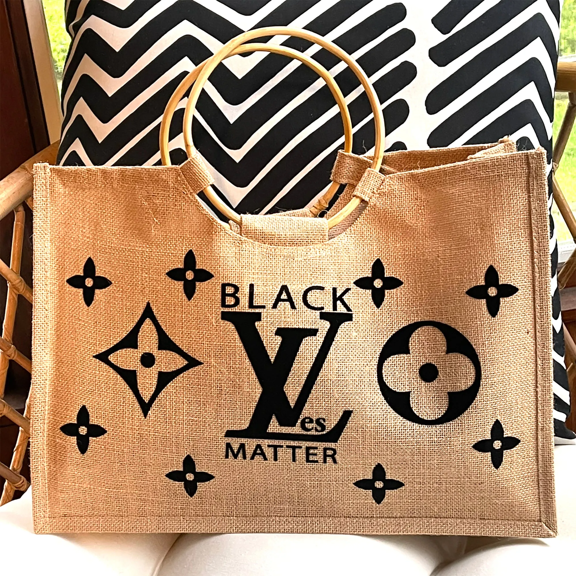 Black LiVes Matter Jute Tote With Cane Handles!