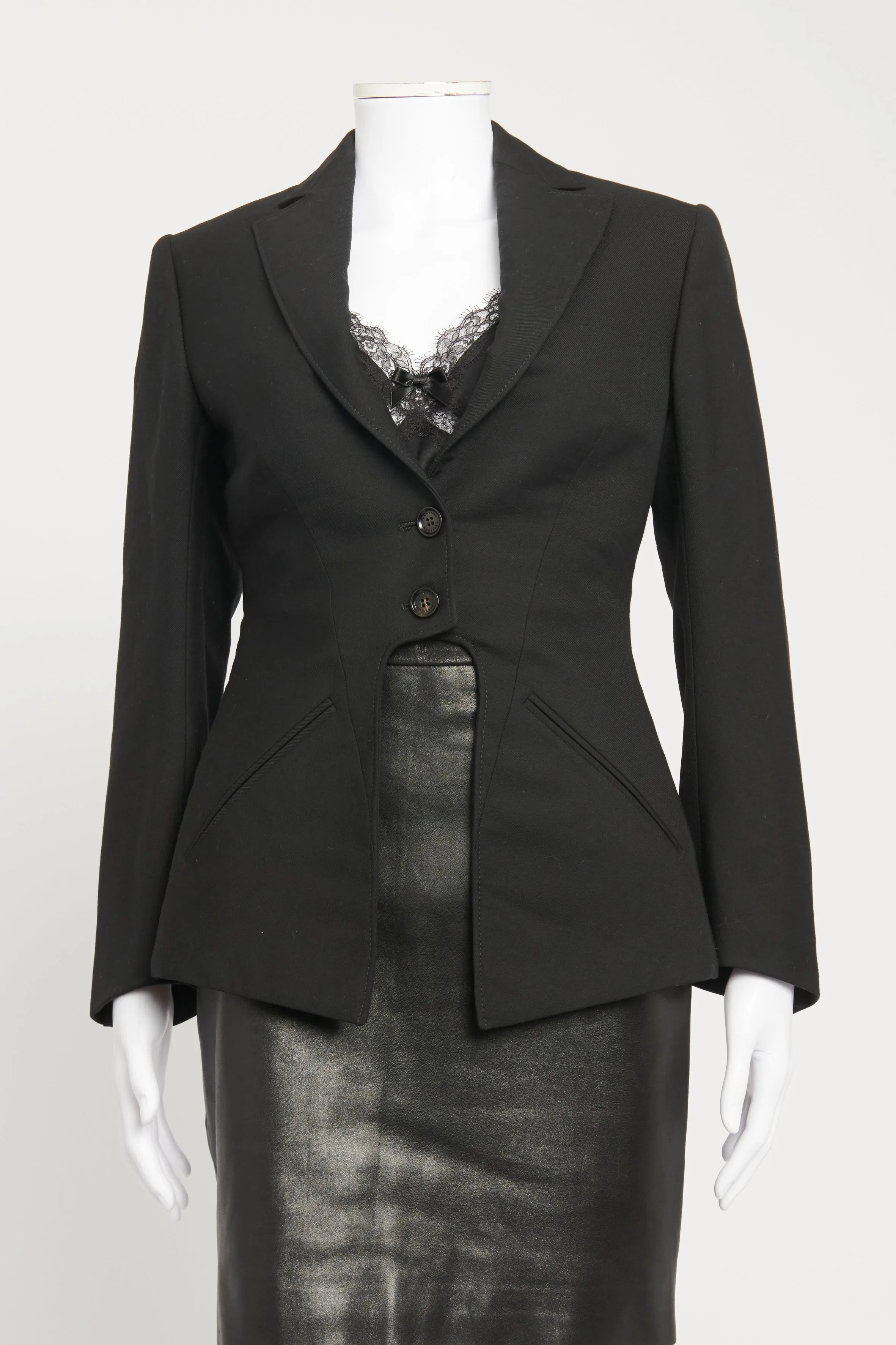 Black Wool Preowned Cutout Blazer