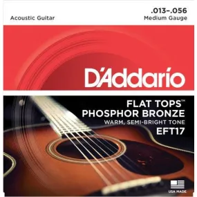 D'Addario EFT17 Flat Tops Phosphor Bronze Medium Gauge Acoustic Guitar Strings