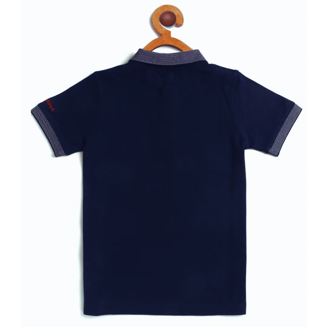 Kids Blue Polo Half Sleeves Cotton T-shirt