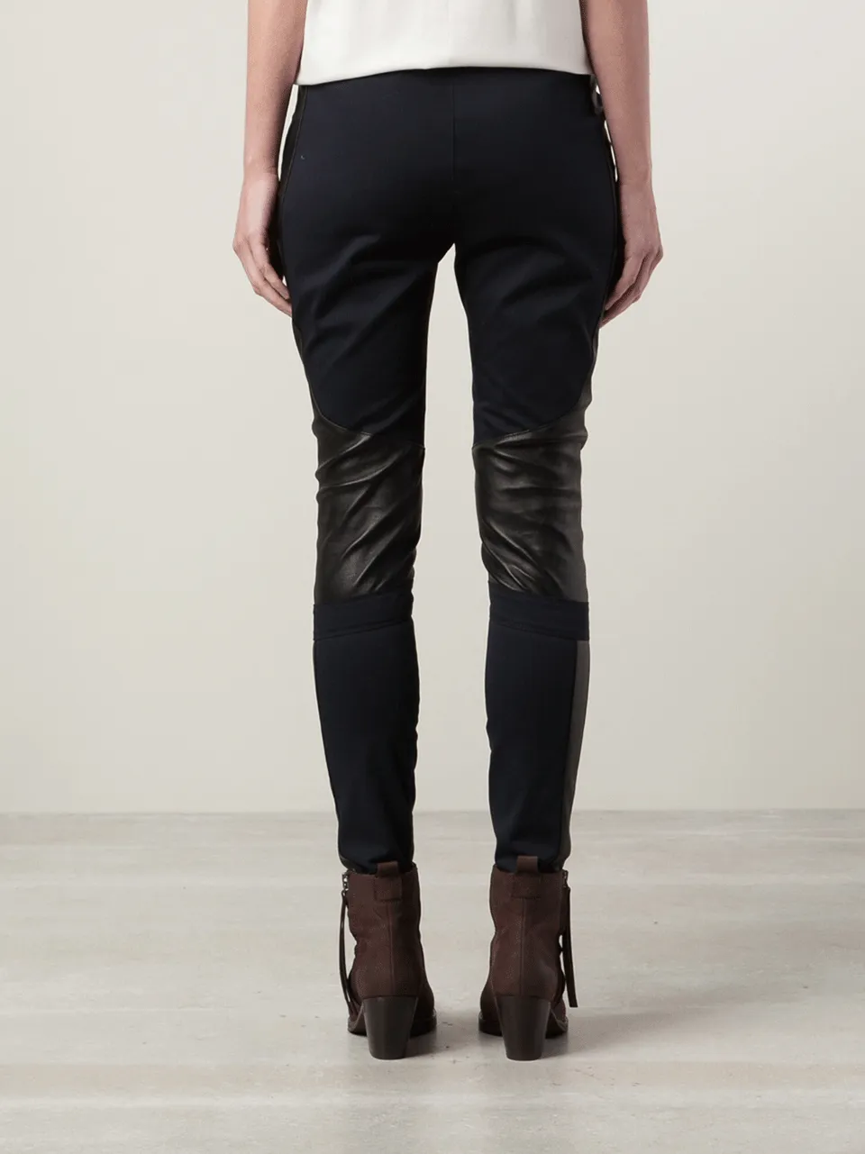 Leather Knee Stretch Leggings