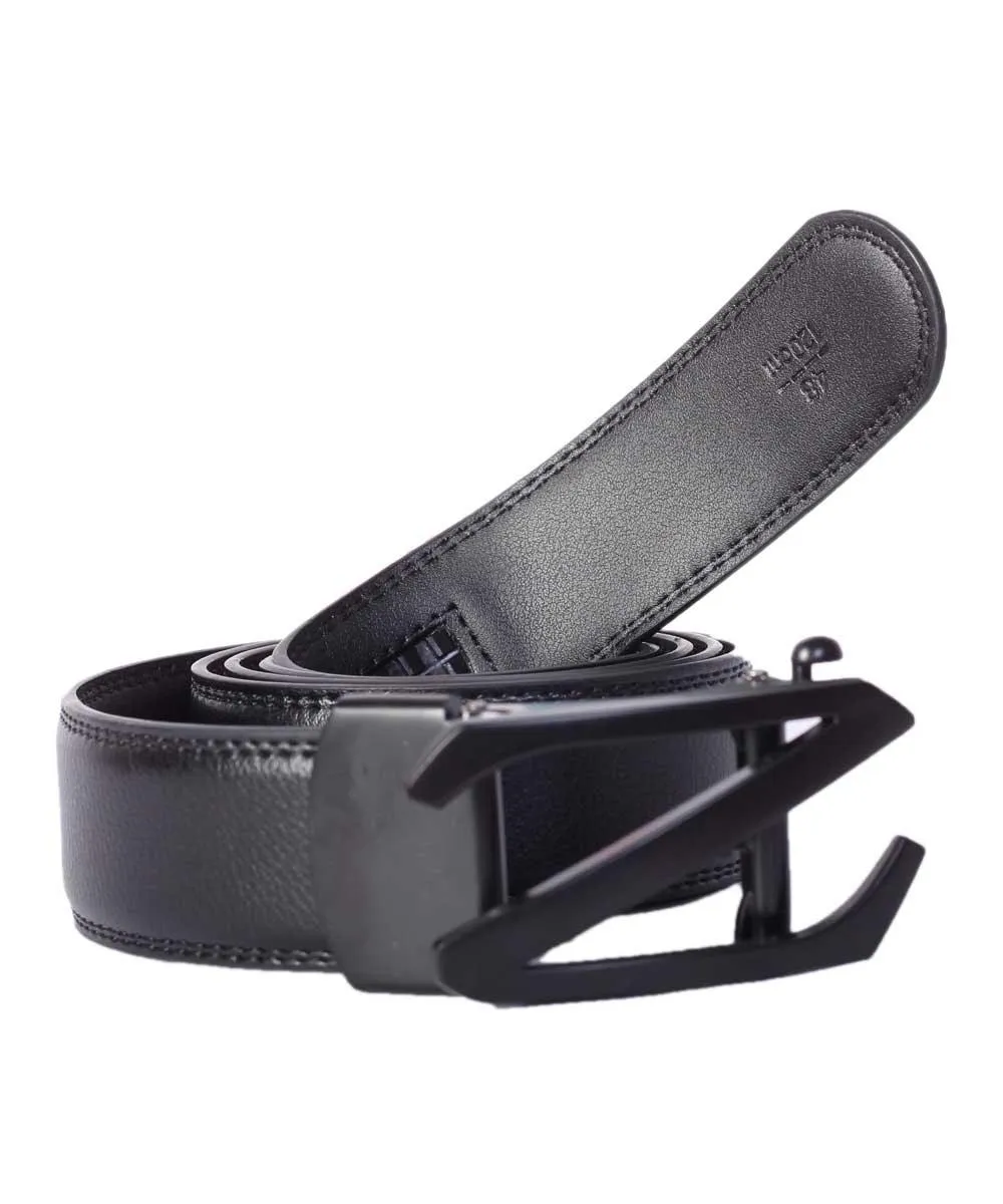 LFMB plain Black Leather Buckle Men Belt