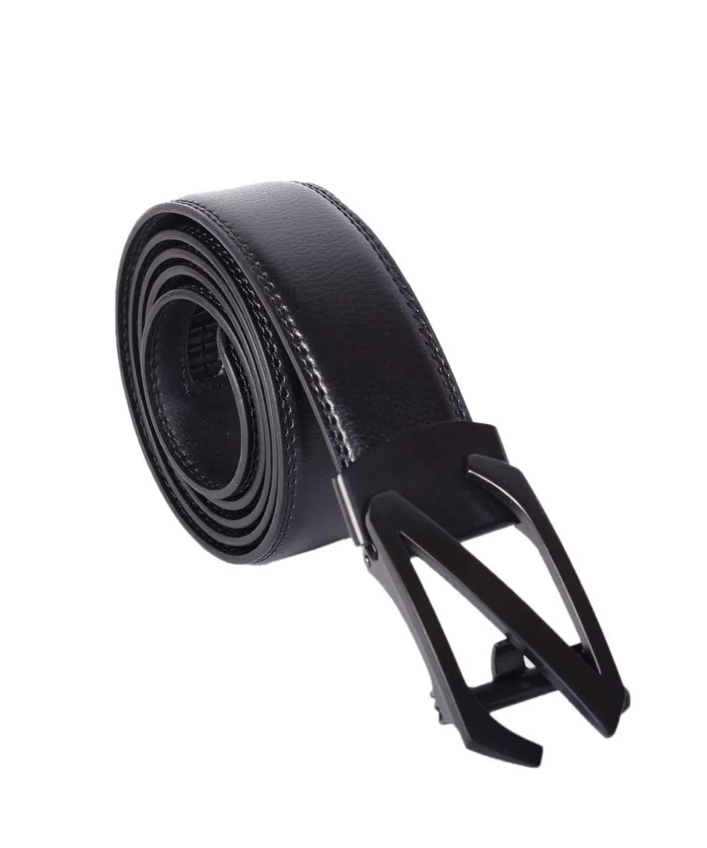 LFMB plain Black Leather Buckle Men Belt