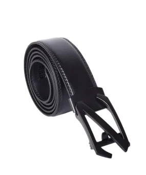 LFMB plain Black Leather Buckle Men Belt