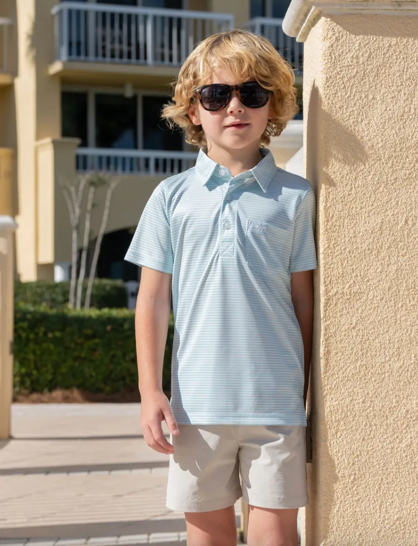 Mint Stripe Inshore Performance Polo