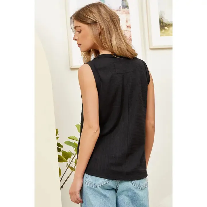 Neat Knit Tank-Black