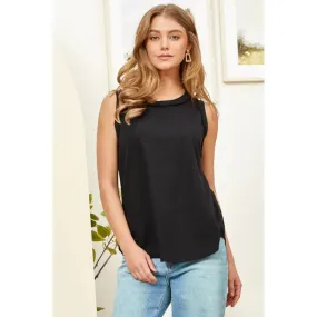 Neat Knit Tank-Black