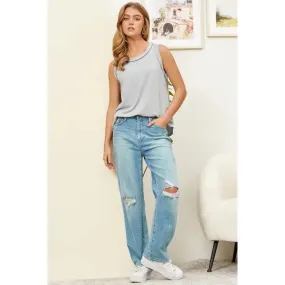 Neat Knit Tank-Grey