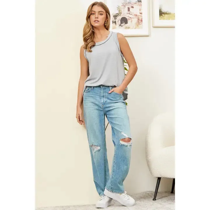 Neat Knit Tank-Grey