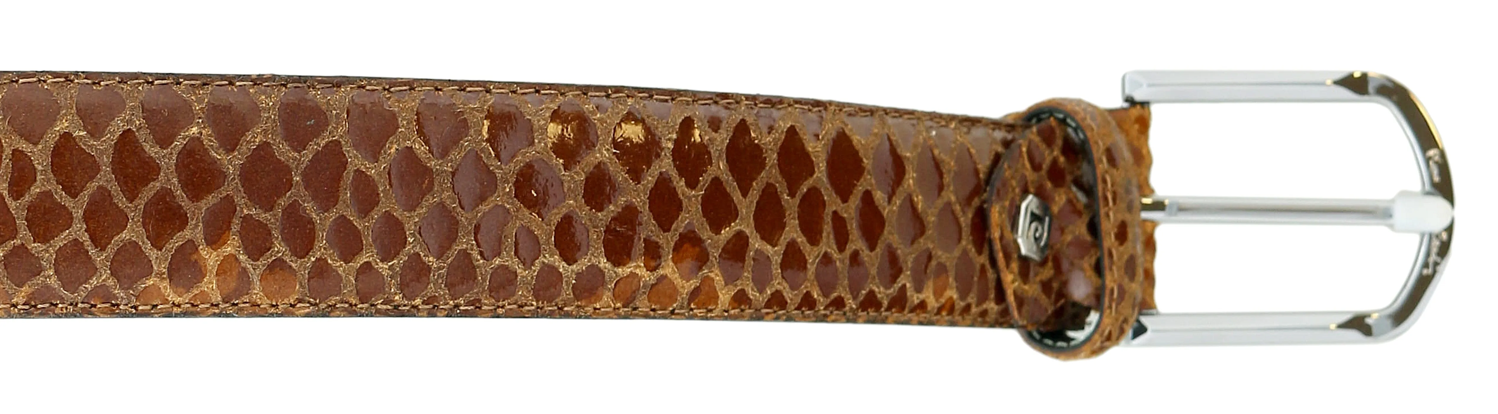 Pierre Cardin Brown Python Embossed Classic D-Ring Adjustable Belt Adjustable Mens Belt-