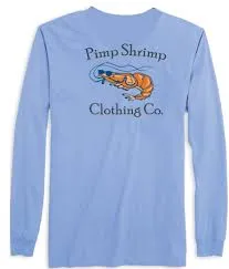 PIMP SHRIMP Long Sleeve Pocketed T-Shirts-AZURE