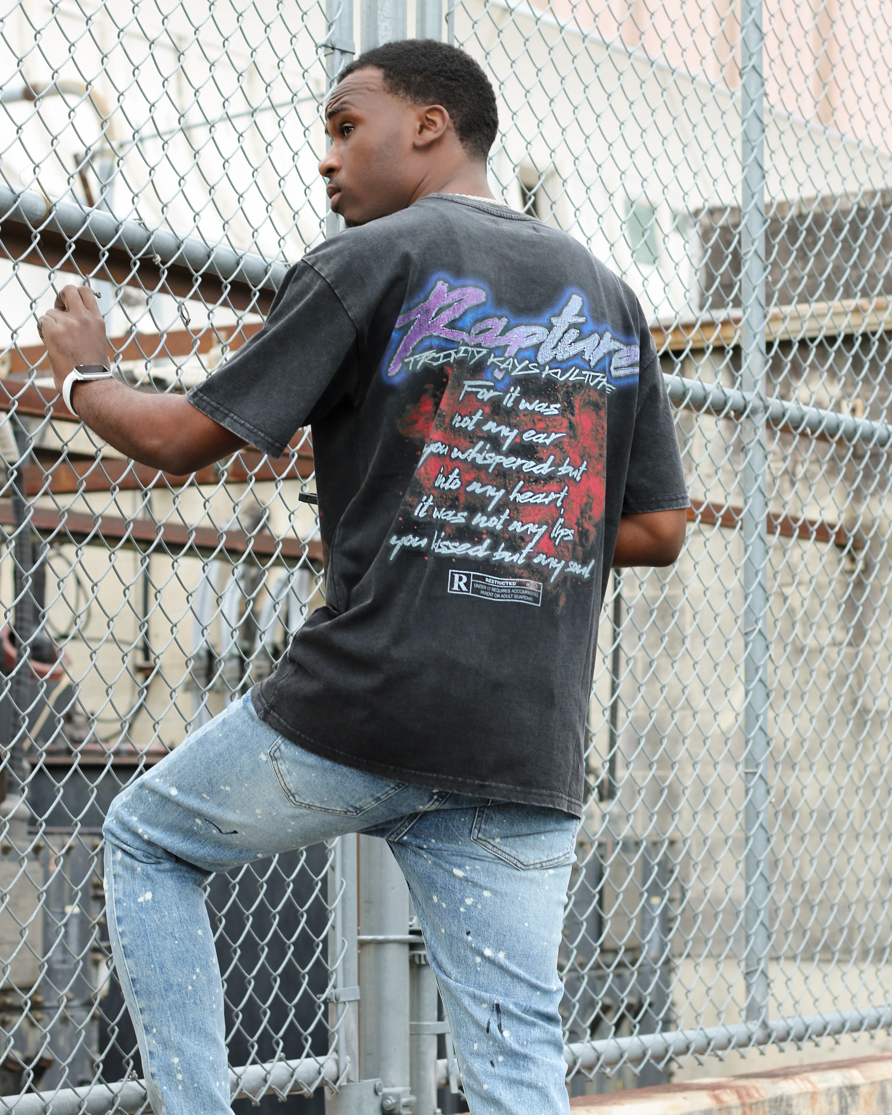 Trinity Kays Kulture Rapture Graphic T shirt In Washed Black