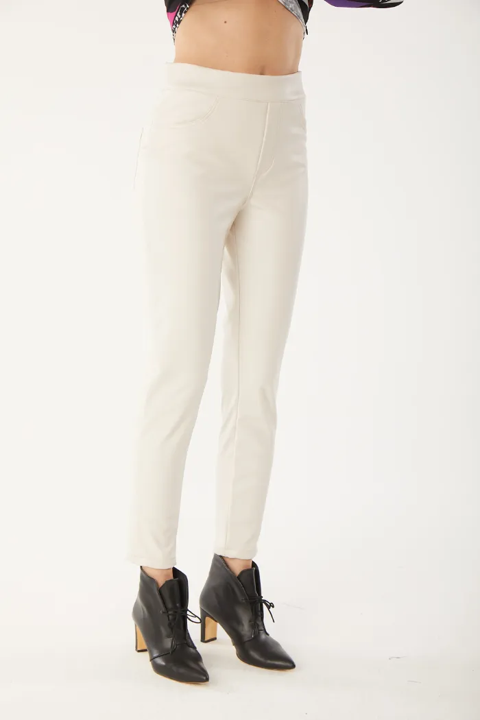 Vanilla Slim Leg Leather Pants